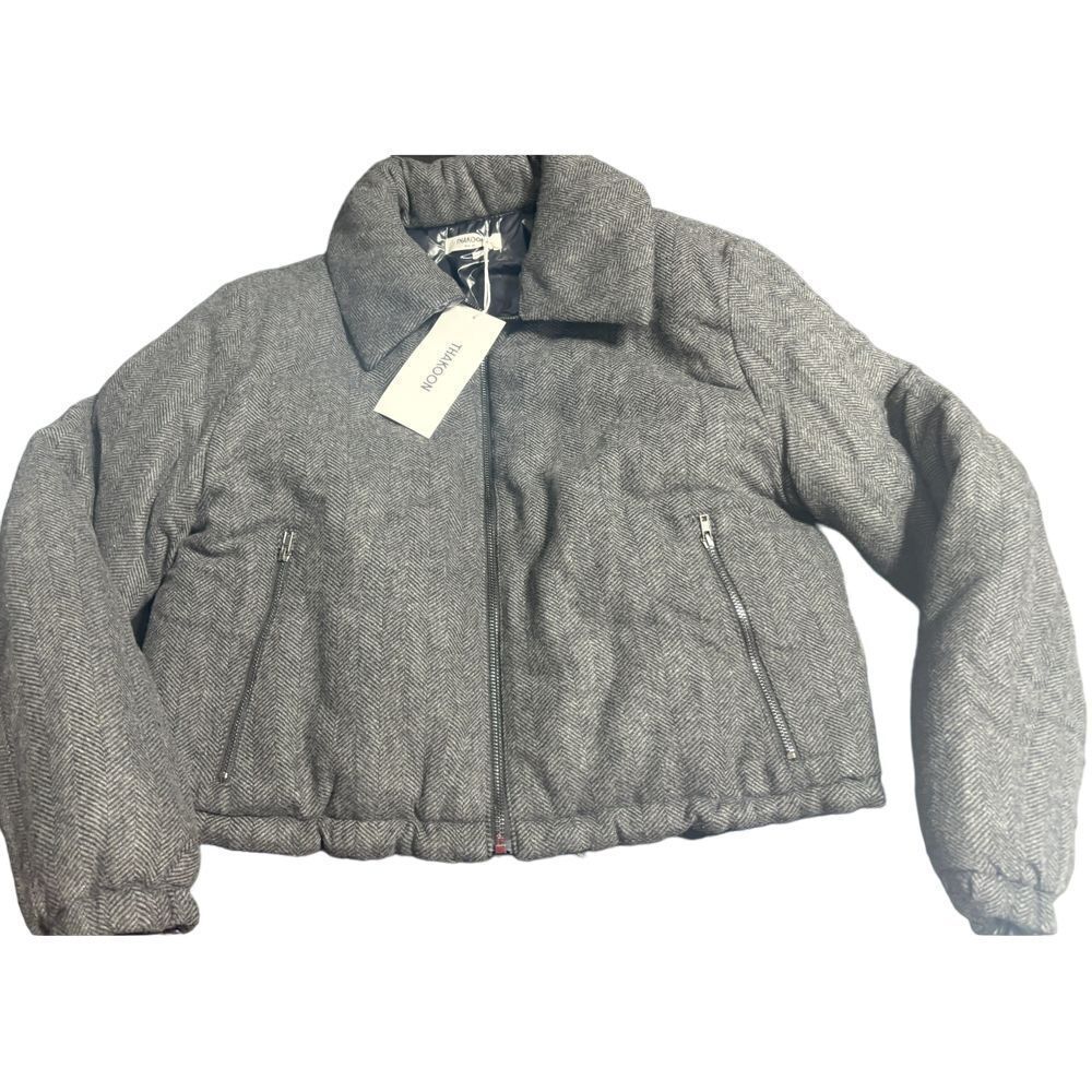 Thakoon NWT Herringbone/Puffer Bomber Jacket Lightweight & Warm Reversible XL‎